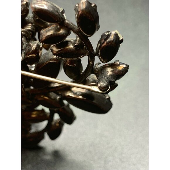 Schreiner Trembler Brooch Red and Clear 1950s Fancy Pin Unsigned Needs REPAIR - Picture 7 of 9